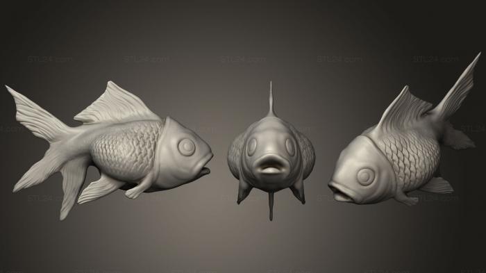 Статуэтки животных (Золотая рыбка, STKJ_1028) 3D модель для ЧПУ станка